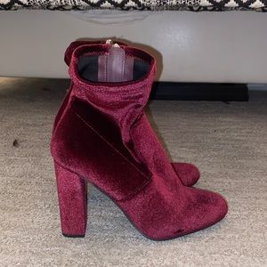 Red velvet booties